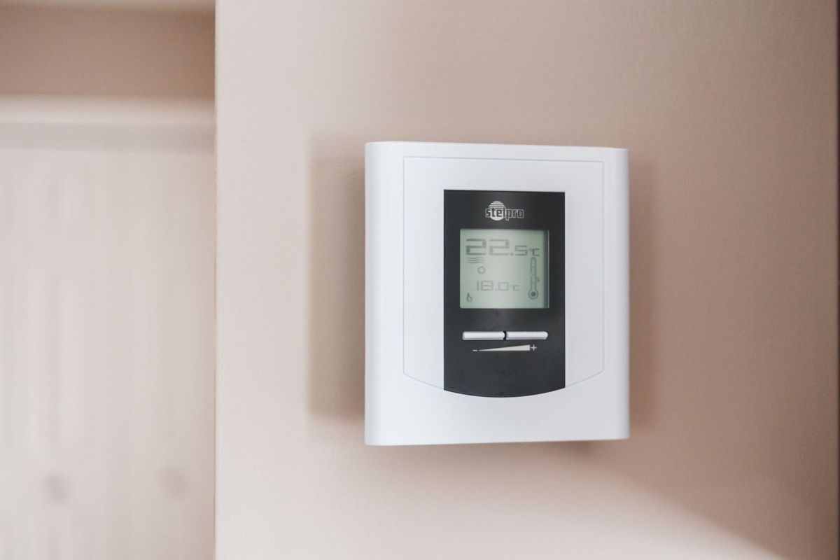 Thermostat on a wall